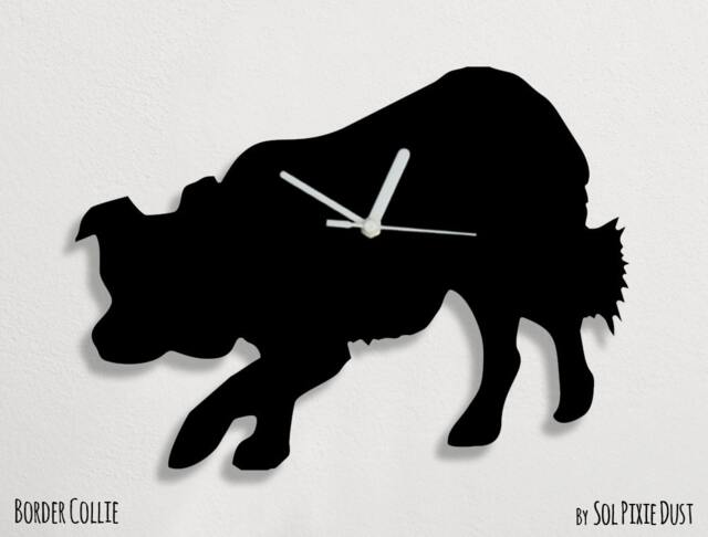 Border Collie Dog - Wall Clock Silhouette - image 1