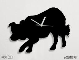Border Collie Dog - Wall Clock Silhouette - thumbnail 1