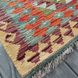 Kilim Rug Classic, Handmade Artisan Afghan Turkish Navajo Geometric Wool 113x79 cm - thumbnail 2