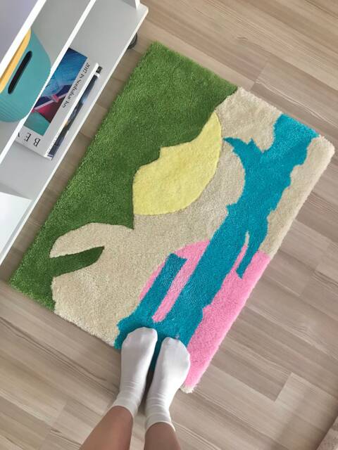 Hand Tufted Area Rug Modern Abstract Colorful Carpet - image 1