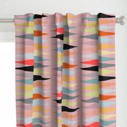 Mcm Curtain Panel - Geometric Abstract Vintage Pink Retro Mid Century Modern Custom Dp-Pink2700 By Kurtcyr - thumbnail 1