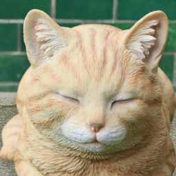 Ginger Cat Concrete Statue Sleeping Kitty Sculpture Handmade Pet Figurine Stone Ornament Memorial Decor Home Art Gift