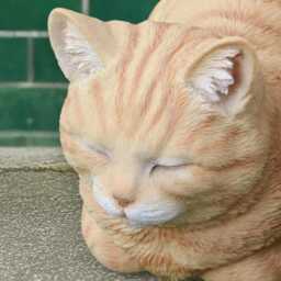 Ginger Cat Concrete Statue Sleeping Kitty Sculpture Handmade Pet Figurine Stone Ornament Memorial Decor Home Art Gift - thumbnail 2