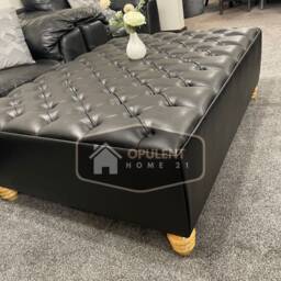 4Ft X 3Ft Black Leather Footstool Coffee Table - thumbnail 3