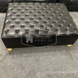 4Ft X 3Ft Black Leather Footstool Coffee Table