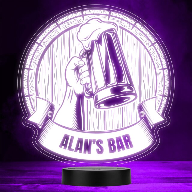 Hand Holding Glass Pint Tankard Home Bar Man Cave Colour Change Night Light - image 1