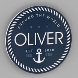 Nursery Decor - Nautical Round Name Sign, Personalized Baby Wall Art, Unique Boy Gift - thumbnail 2