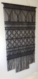 Large Macram?? Wall Tapestry Black Hand-Knotted Decoration Trendy Hanging For Acoustics Warm & Atmospheric - thumbnail 4
