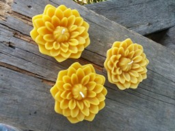 Beeswax Floating Dahlia Candle Michigan Flower Candles, Set Of 3 - thumbnail 1