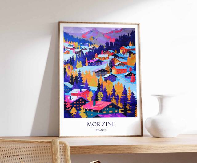 Morzine Poster, France Alps Ski Winter Wonderland Travel Decor, Wall Art, French Decor - image 1