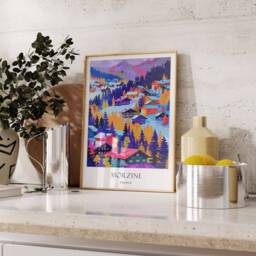 Morzine Poster, France Alps Ski Winter Wonderland Travel Decor, Wall Art, French Decor - thumbnail 2