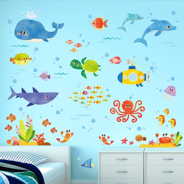 Decowall Ocean Animal Wall Art Prints - Under The Sea Stickers For Kids Bedroom Nursery Or Playroom Decor - Ds8-1611 - image 1