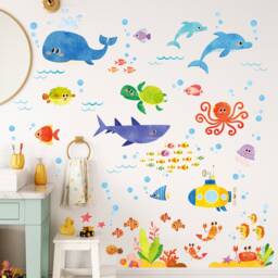 Decowall Ocean Animal Wall Art Prints - Under The Sea Stickers For Kids Bedroom Nursery Or Playroom Decor - Ds8-1611 - thumbnail 2