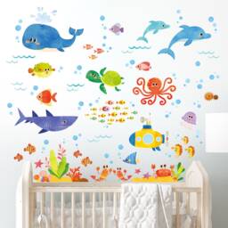 Decowall Ocean Animal Wall Art Prints - Under The Sea Stickers For Kids Bedroom Nursery Or Playroom Decor - Ds8-1611 - thumbnail 3