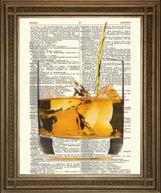 Whisky Print Scotch, Irish Or Bourbon Art, Printed On Vintage Dictionary Pages - image 1