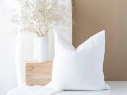 Off-White Waffle Linen Blend Pillowcase, Accent Throw Sofa Pillow, Simple Minimalist Bed Pillow Cover - thumbnail 1