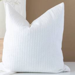 Off-White Waffle Linen Blend Pillowcase, Accent Throw Sofa Pillow, Simple Minimalist Bed Pillow Cover - thumbnail 3