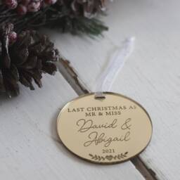Luxury Mirror Acrylic Last Christmas As Mr & Miss Personalised Ornament Bauble Decoration - thumbnail 2