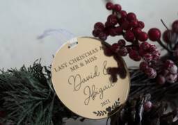 Luxury Mirror Acrylic Last Christmas As Mr & Miss Personalised Ornament Bauble Decoration