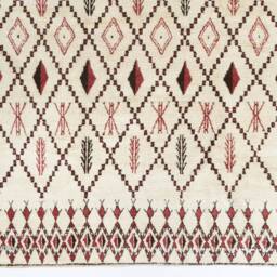 Handmade Beni Ourain Rug Moroccan Berber Wool Rug With Red Diamonds - thumbnail 3