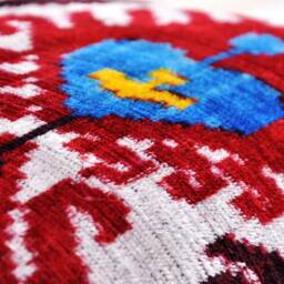 Handmade Silk Velvet Ikat Pillow Cover, Decorative Cushion - thumbnail 3
