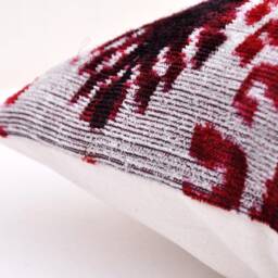 Handmade Silk Velvet Ikat Pillow Cover, Decorative Cushion - thumbnail 4