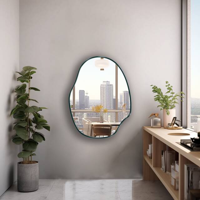 Amoeba Shaped Mirror, Asymmetrical Irregular Pebble Pond Mirror - & Aesthetic Upgrade For Your Decor - image 1