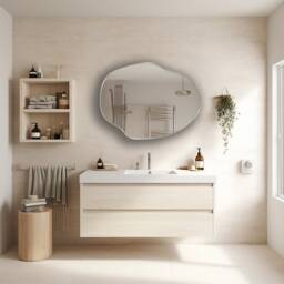 Amoeba Shaped Mirror, Asymmetrical Irregular Pebble Pond Mirror - & Aesthetic Upgrade For Your Decor - thumbnail 3
