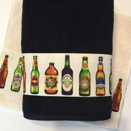 Beer Bottle Fabric Trimmed Bath Towel August Ave Bar Decor - thumbnail 3