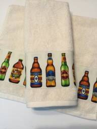 Beer Bottle Fabric Trimmed Bath Towel August Ave Bar Decor