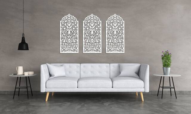 3D Stylish Wood Wall Art Decor, Moroccan, Arabic , Arch, Frame, Arabic Ornament, Living Room, Decorative Wooden Panel, Gift - image 1