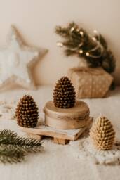 Pine Cone Candle, Christmas Decor, Holiday Winter Home Gift Decoration