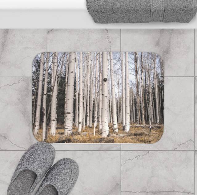 Birch Forest Bath Mat, Memory Foam Nature Rug - image 1