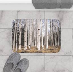 Birch Forest Bath Mat, Memory Foam Nature Rug