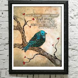 Blue Bird Of Happiness, Print, Art, Jay, Painting, Lover, Bird, Themed Room - thumbnail 3