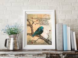 Blue Bird Of Happiness, Print, Art, Jay, Painting, Lover, Bird, Themed Room - thumbnail 1