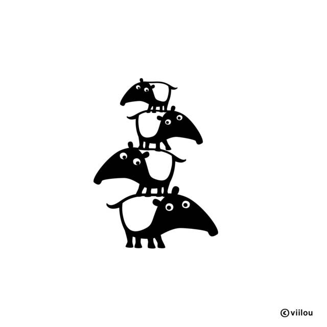 Decal Tapirs Wall Stickers Animals Tattoos Nursery Decals Kids Tapir Illustration Prints Diy - image 1