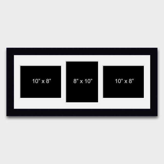 Multi Photo Picture Frame - Holds 3 10x8 Photos in A 22mm Black Wood - image 1