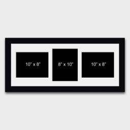 Multi Photo Picture Frame - Holds 3 10x8 Photos in A 22mm Black Wood