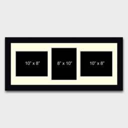 Multi Photo Picture Frame - Holds 3 10x8 Photos in A 22mm Black Wood - thumbnail 2