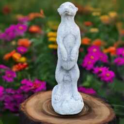 White Meerkat Statue Cement Wildlife Sculpture Cute Garden Animal Decoration Outdoor Safari Figurine Handmade Ornament Lover Gift - thumbnail 3