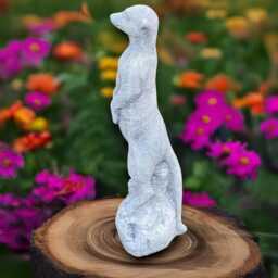 White Meerkat Statue Cement Wildlife Sculpture Cute Garden Animal Decoration Outdoor Safari Figurine Handmade Ornament Lover Gift - thumbnail 2