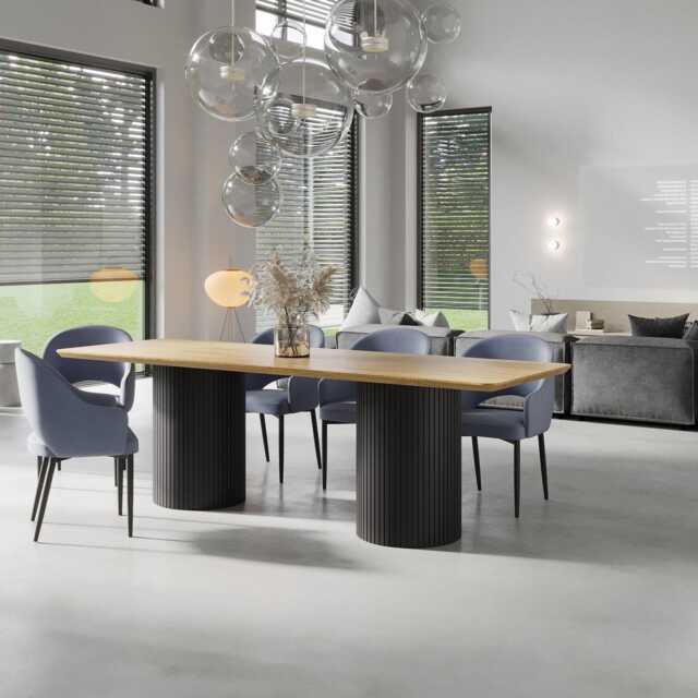Oak Dining Table Steel Base 0109 - image 1