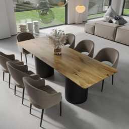 Oak Dining Table Steel Base 0109 - thumbnail 2