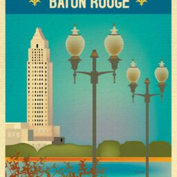 Baton Rouge Print, La Art, Map, The Louisiana State Capitol, Wall Decor, Vertical City Style E8-O-Bat - thumbnail 2