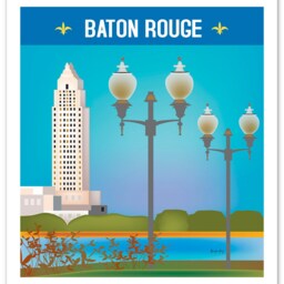 Baton Rouge Print, La Art, Map, The Louisiana State Capitol, Wall Decor, Vertical City Style E8-O-Bat - thumbnail 3