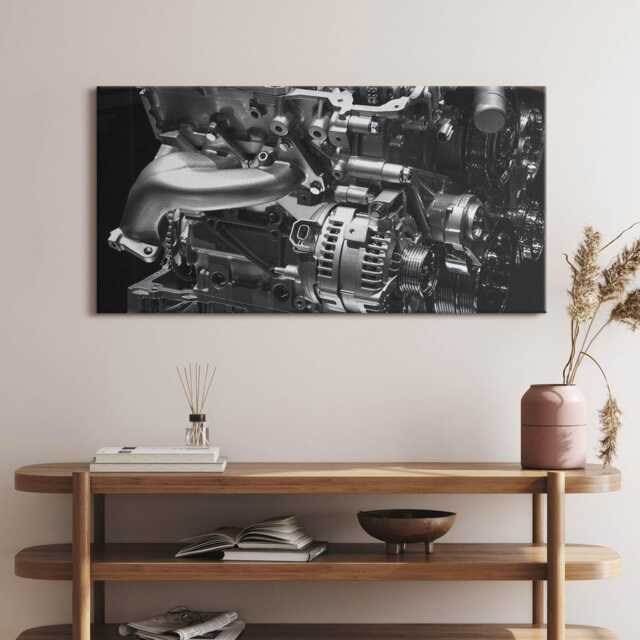 Part Of A Car Engine Canvas, Wall Art Picture, Gray Decoration, Vehicle Canvas - image 1
