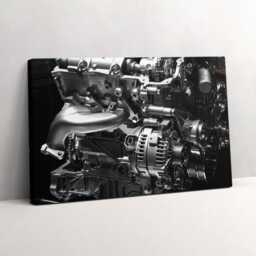 Part Of A Car Engine Canvas, Wall Art Picture, Gray Decoration, Vehicle Canvas - thumbnail 2