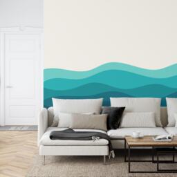 Blue Ocean Wave Wallpaper Mural, Peel & Stick Nursery Decor - thumbnail 2