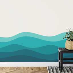 Blue Ocean Wave Wallpaper Mural, Peel & Stick Nursery Decor - thumbnail 3